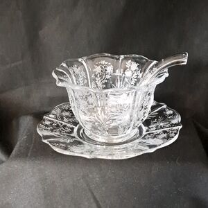 Fostoria "Chintz" Mayonaise Bowl, Saucer, and Spoon